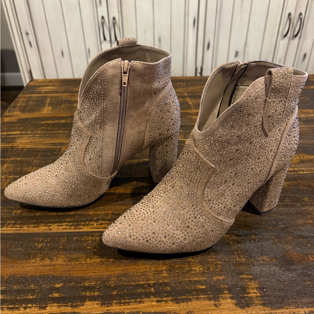 Pierre Dumas Rhinestone Ankle Boots -Women’s Size 9